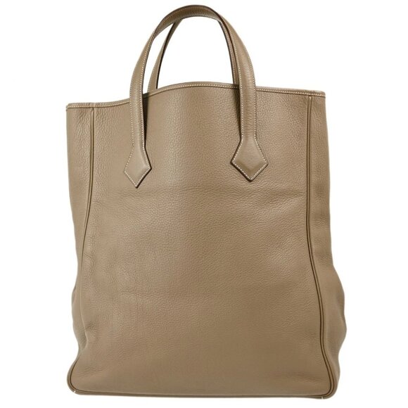 Hermes Etoupe Taurillon Clemence Victoria Cabas Tote Handbag B04 □J 114773 - Picture 1 of 10